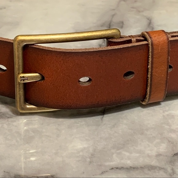 Frye Men’s Genuine Leather Brown Stitched Belt - Picture 3 of 16